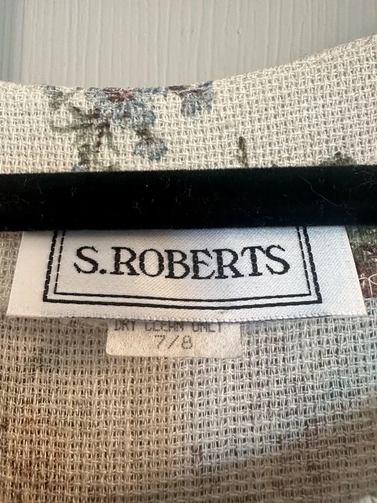 Vintage Linen Blend Cream Floral Midi Dress with Buttons - Picture 9 of 10